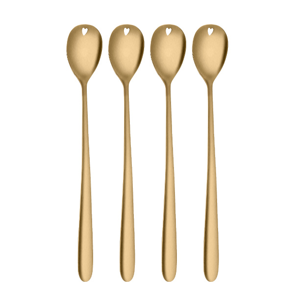 Łyżeczki latte z serduszkiem złote zestaw 4 szt. – Love Cutlery