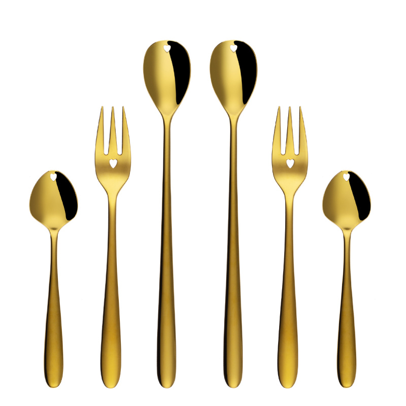 Zestaw prezentowy z serduszkiem 6 szt. złoty | Love Cutlery