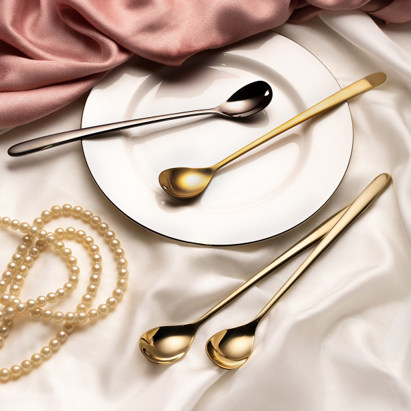 Łyżeczki latte z serduszkiem szampańskie zestaw 4 szt. – Love Cutlery