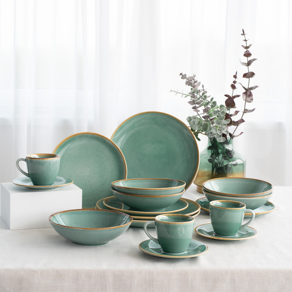Zestaw porcelanowy 30 el. – Sand turkusowy – Gaya