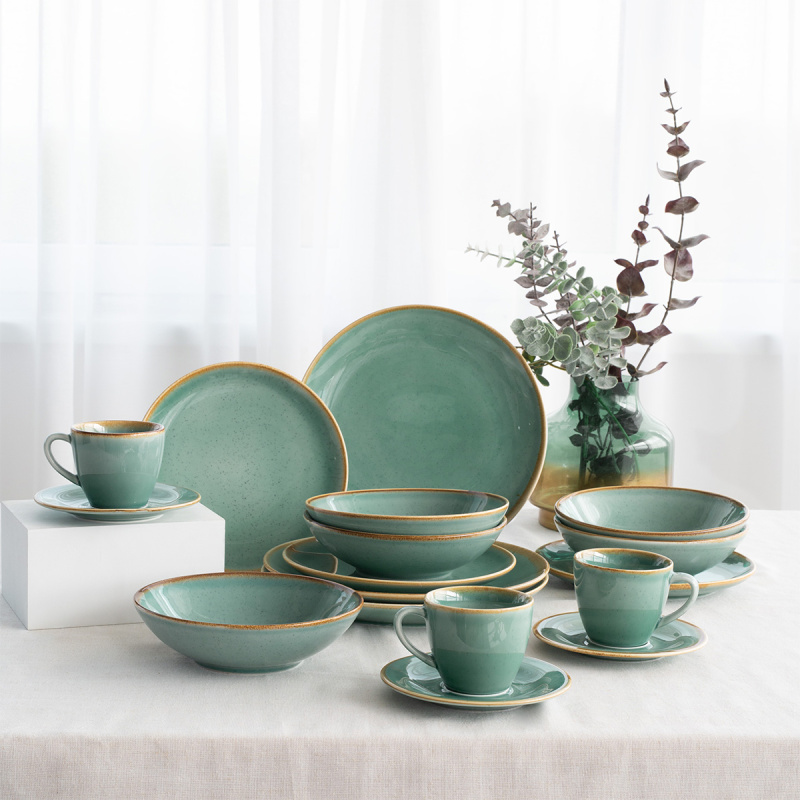 Zestaw porcelanowy 30 el. – Sand turkusowy – Gaya