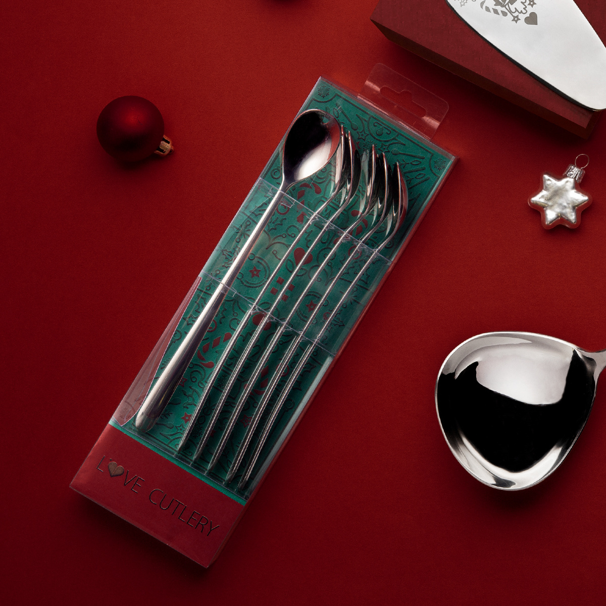 Łyżeczki latte z serduszkiem zestaw 6 szt., opakowanie świąteczne - Love Cutlery
