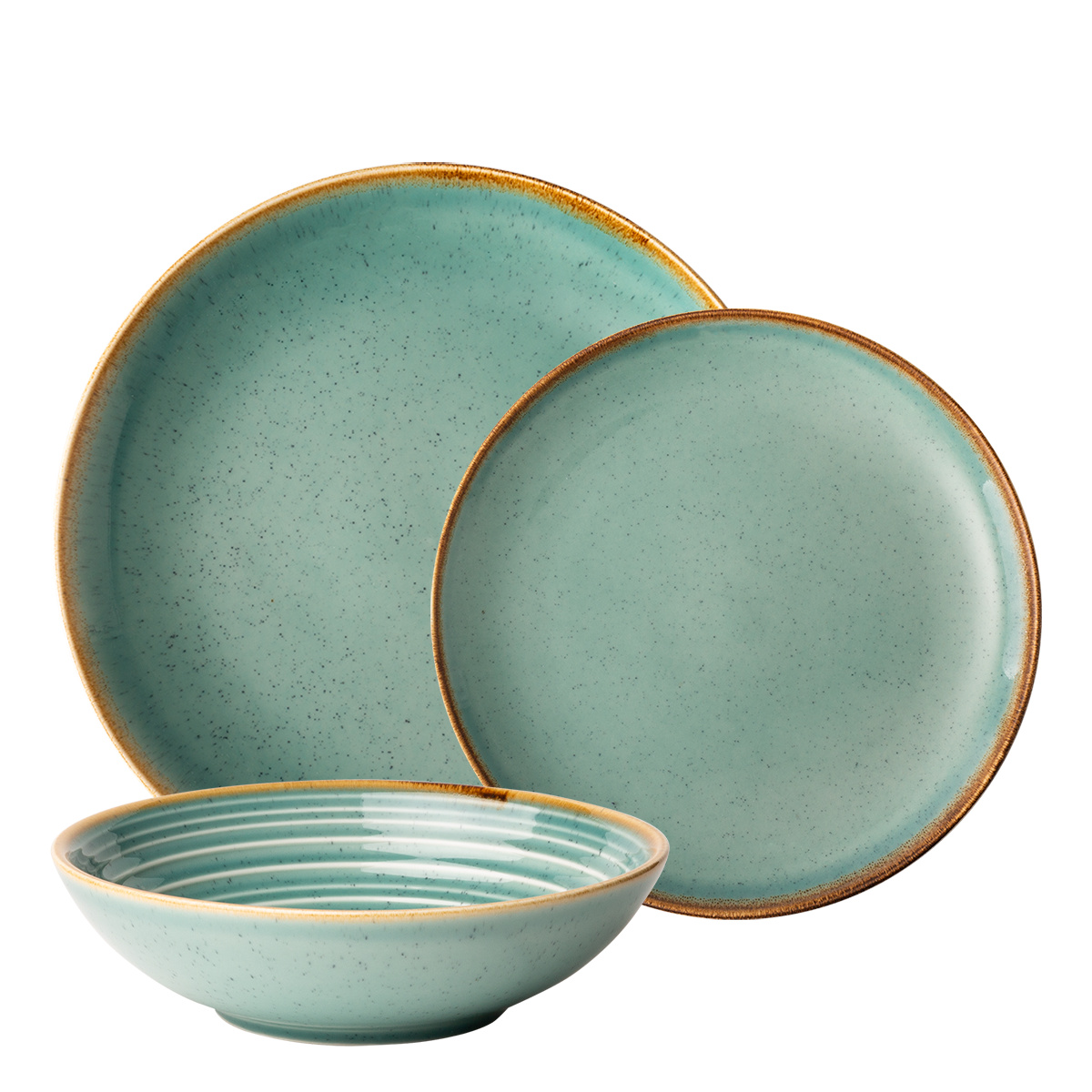 Zestaw porcelanowy 18 el. Gaya Sand turkusowy | Lunasol