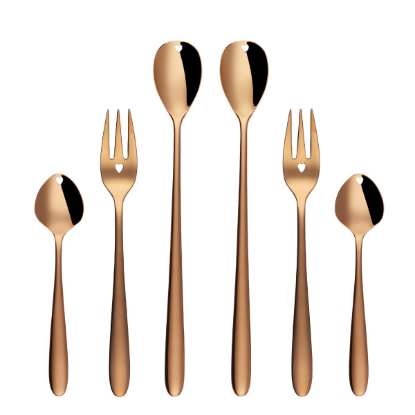 Zestaw prezentowy z serduszkiem 6 szt. różowe złoto — Love Cutlery
