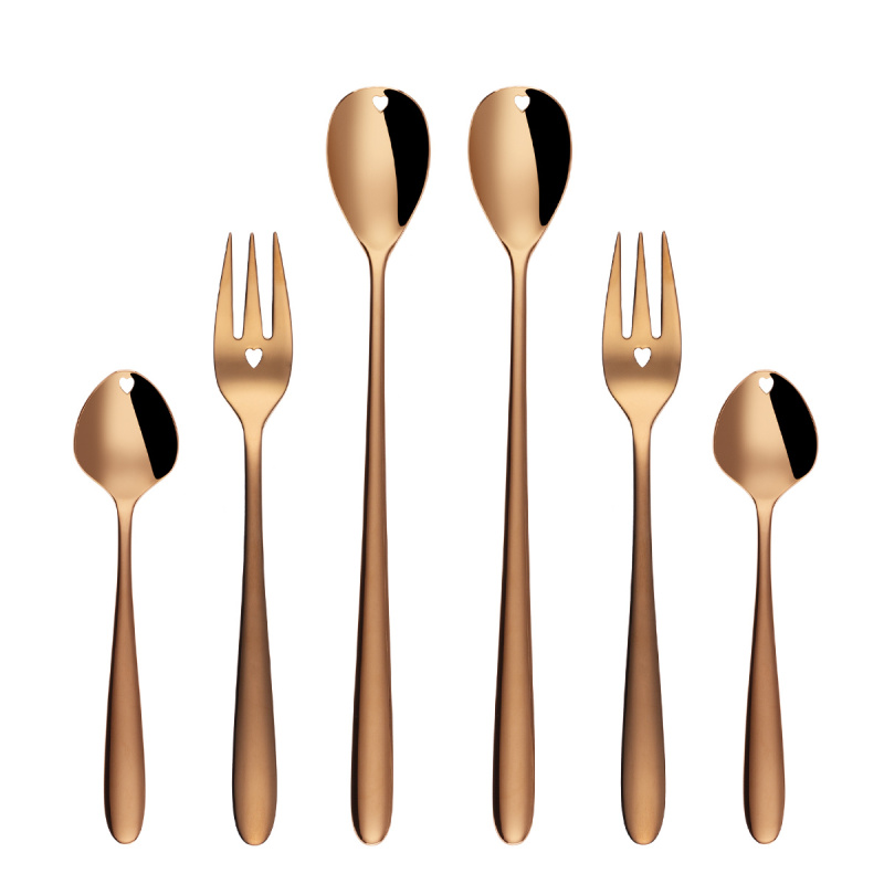 Zestaw prezentowy z serduszkiem 6 szt. różowe złoto — Love Cutlery