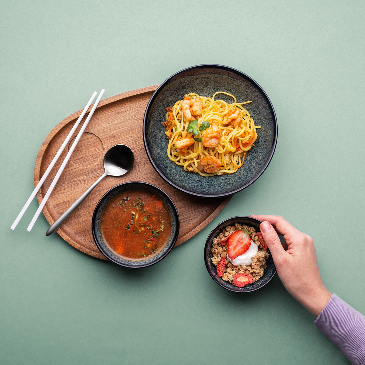 Zestaw misek Flowl Night Sky + taca | Gaya Lunasol