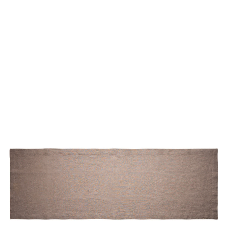Brązowy lniany bieżnik na stół 50 x 140 cm - Gaya Ambiente