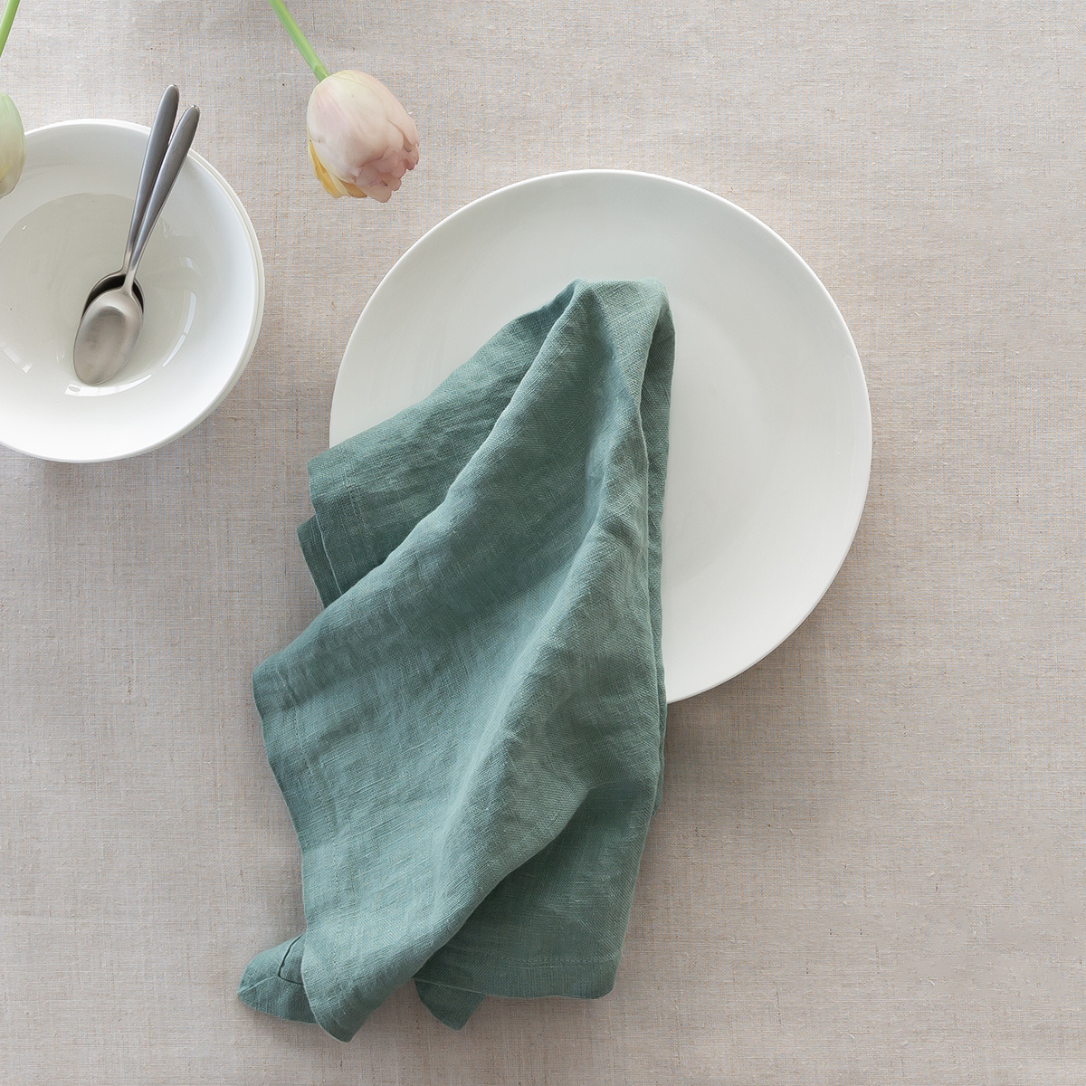 Morskie zielone serwetki lniane 50 x 50 cm 2 szt. - Gaya Ambiente