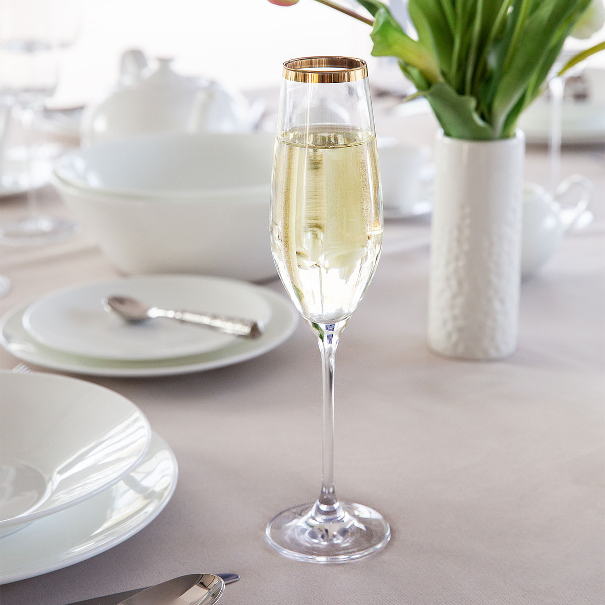 Kieliszek do szampana ze złoconym brzegiem 210 ml - Premium Glas Crystal