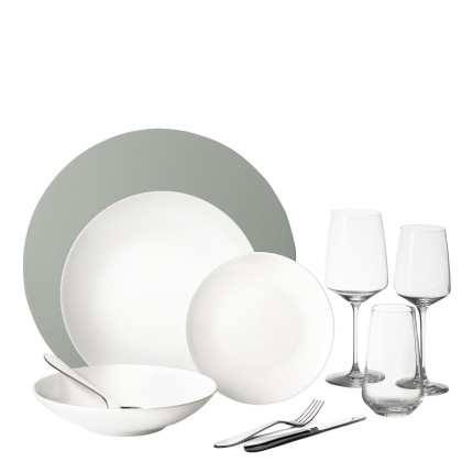 Zestaw startowy naczyń 60 el. | Premium Platinum silver