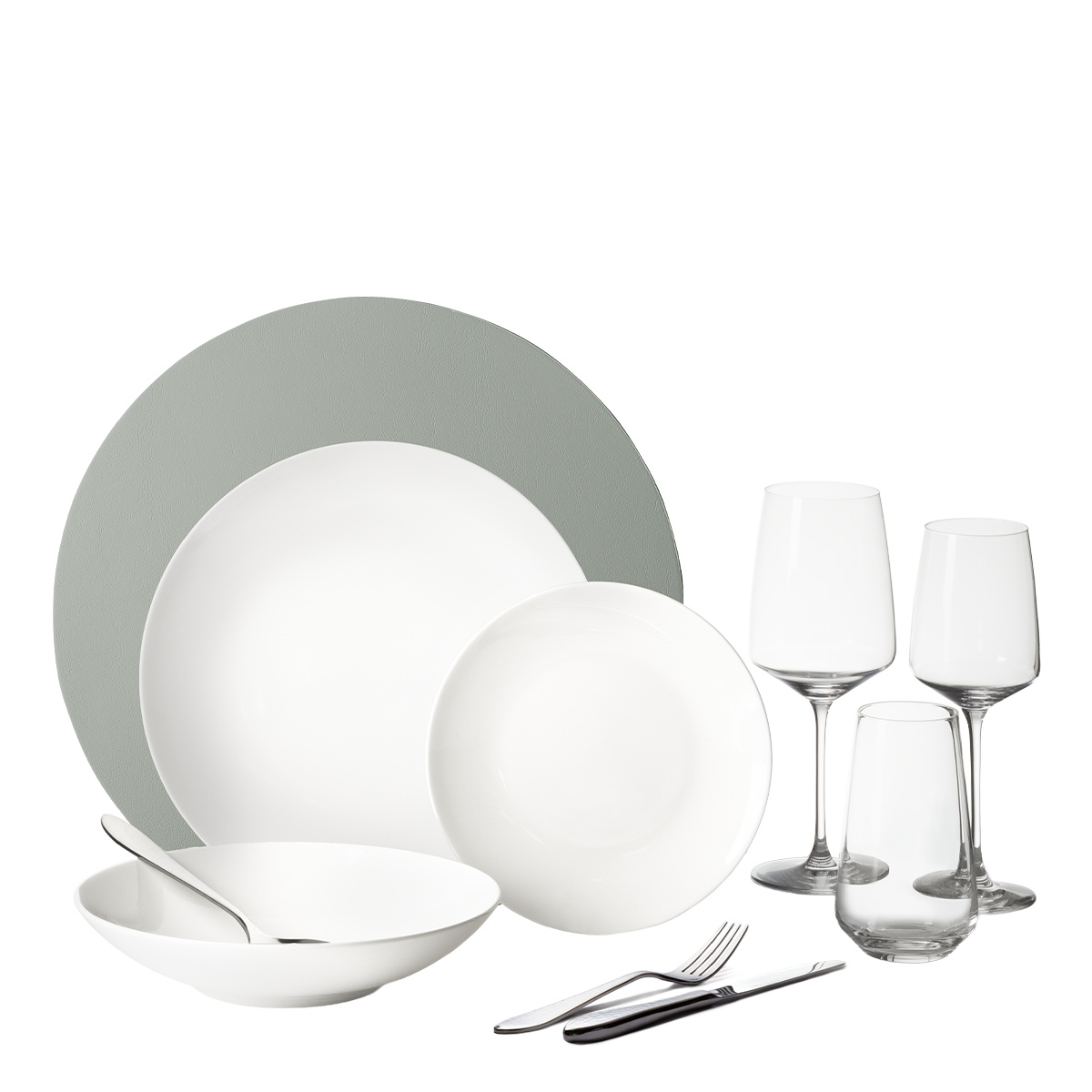 Zestaw startowy naczyń 60 el. | Premium Platinum silver