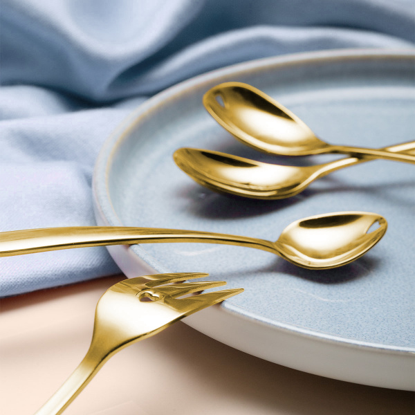 Zestaw prezentowy z serduszkiem 6 szt. złoty | Love Cutlery