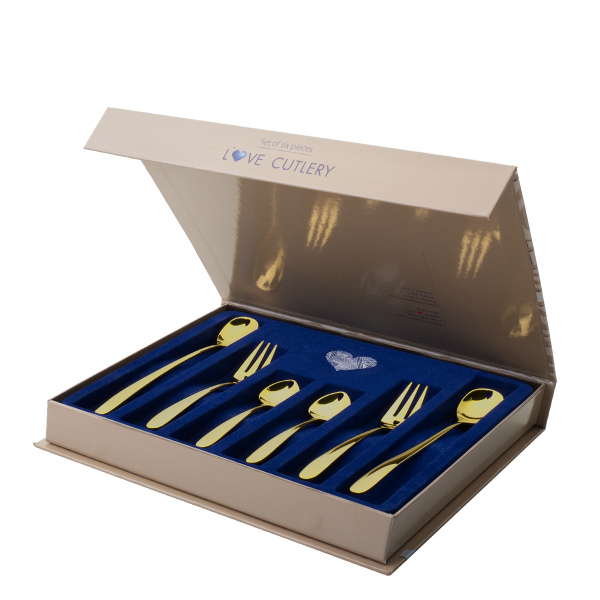 Zestaw prezentowy z serduszkiem 6 szt. złoty | Love Cutlery
