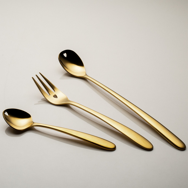 Zestaw prezentowy z serduszkiem 6 szt. złoty | Love Cutlery