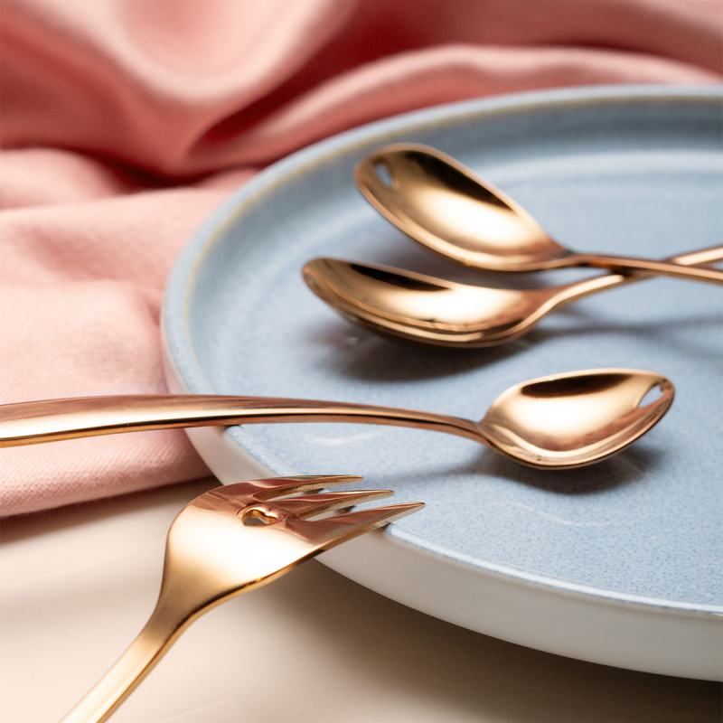 Zestaw prezentowy z serduszkiem 6 szt. różowe złoto — Love Cutlery