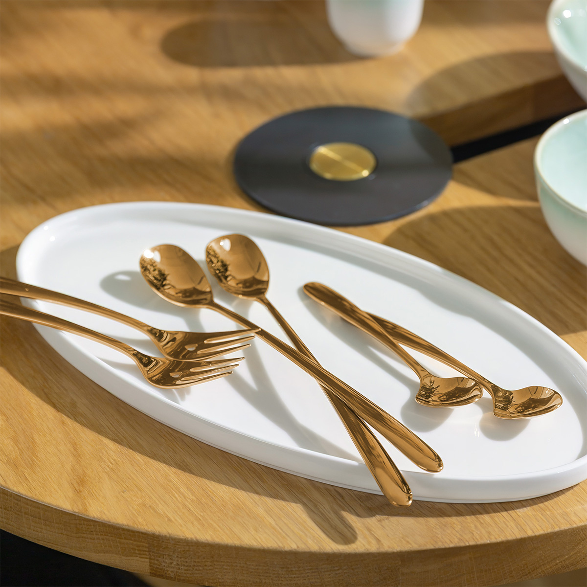Zestaw prezentowy z serduszkiem 6 szt. różowe złoto — Love Cutlery