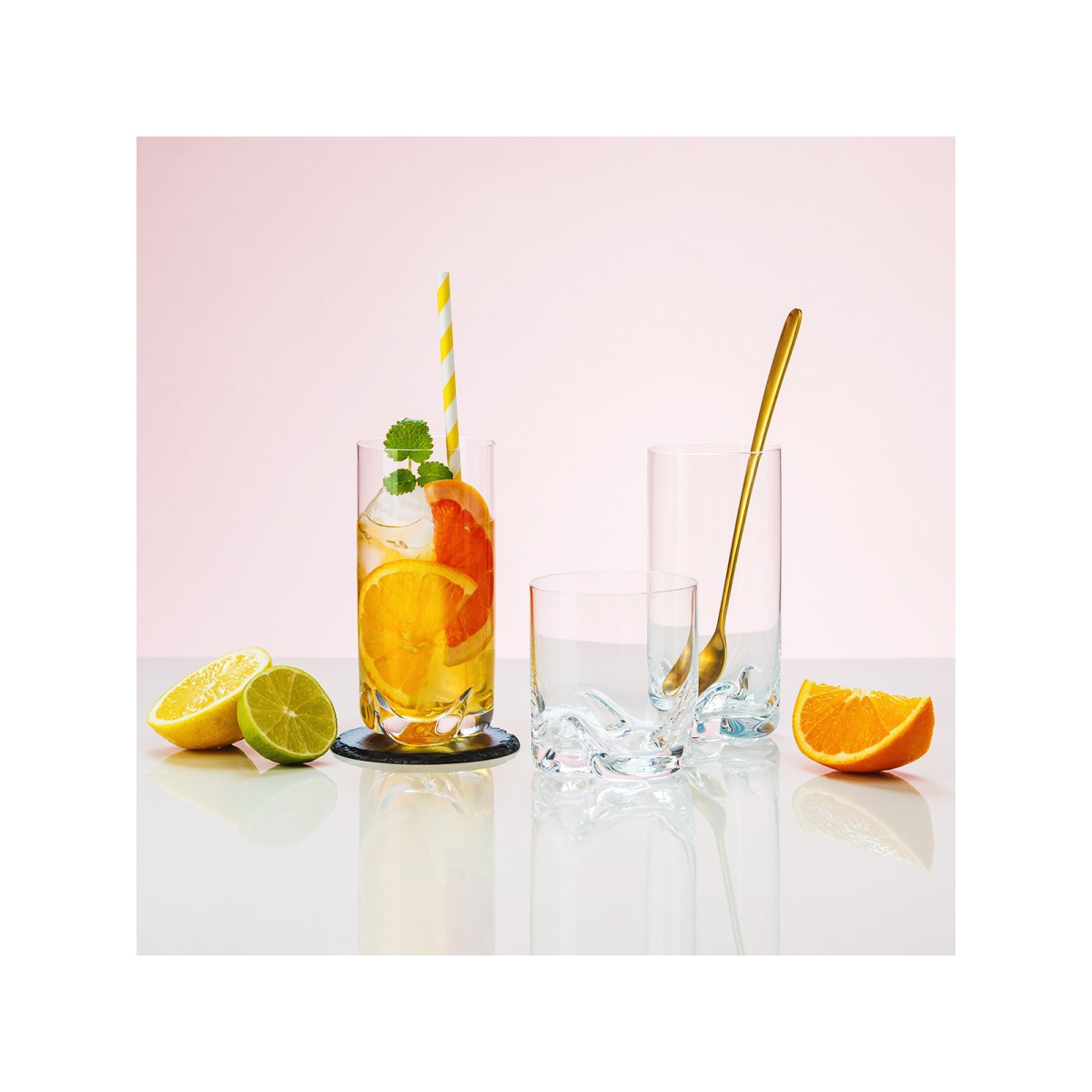 Szklanki z beżowym dnem Long drink 350 ml zestaw 6 szt. - Anno Glas Lunasol Color