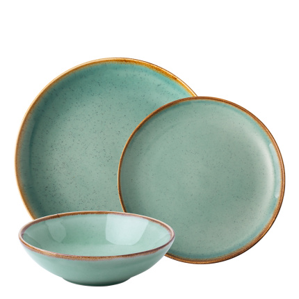 Zestaw porcelanowy 12 el. | Gaya Sand turkusowy