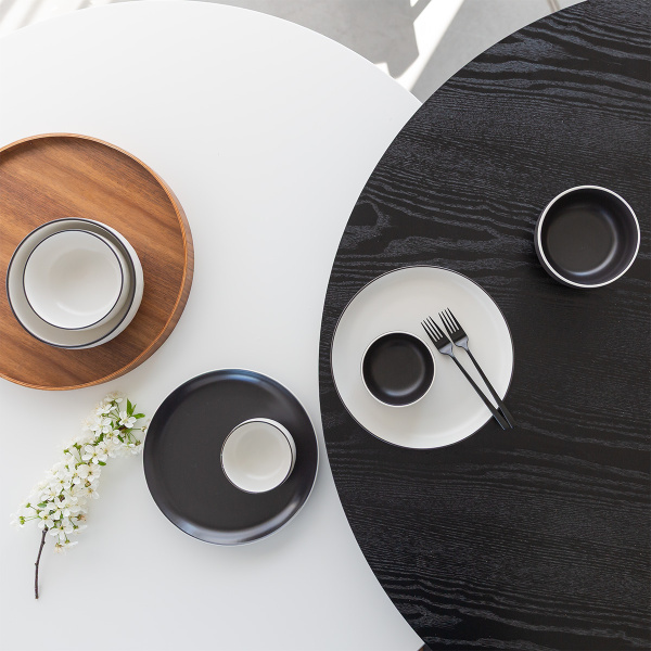 Zestaw talerzy 18 el. | Elements Yin & Yang white
