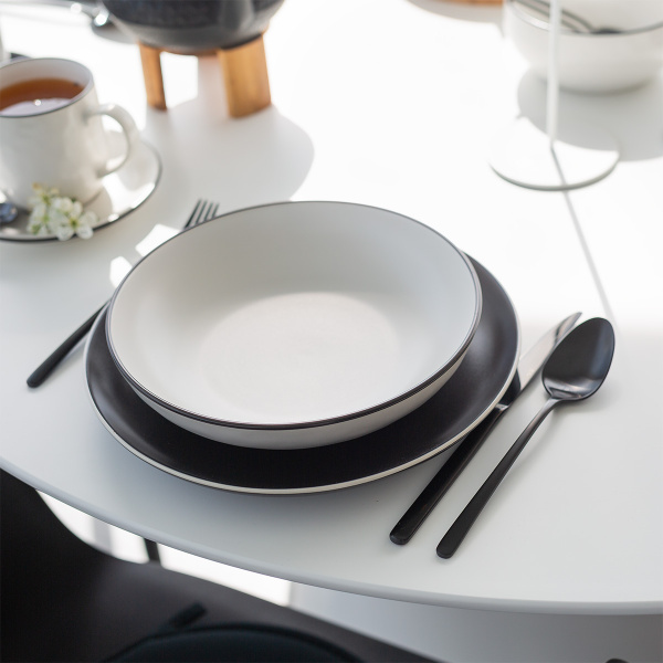 Zestaw talerzy 18 el. | Elements Yin & Yang white