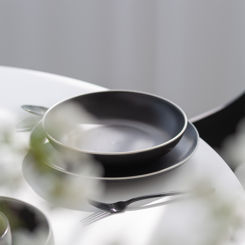 Zestaw talerzy 18 el. | Elements Yin & Yang black