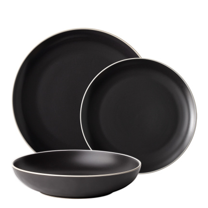 Zestaw talerzy 18 el. | Elements Yin & Yang black
