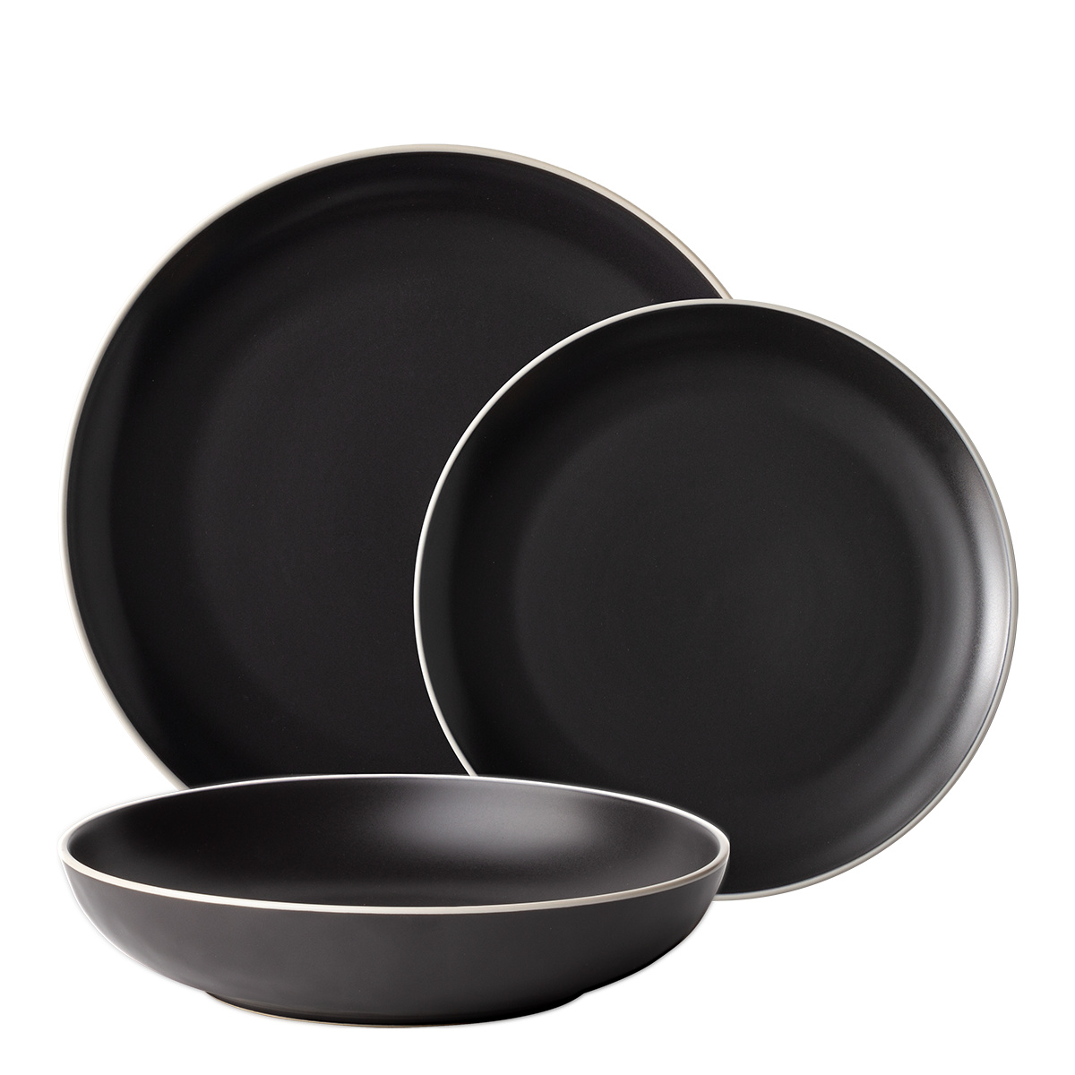 Zestaw talerzy 18 el. | Elements Yin & Yang black