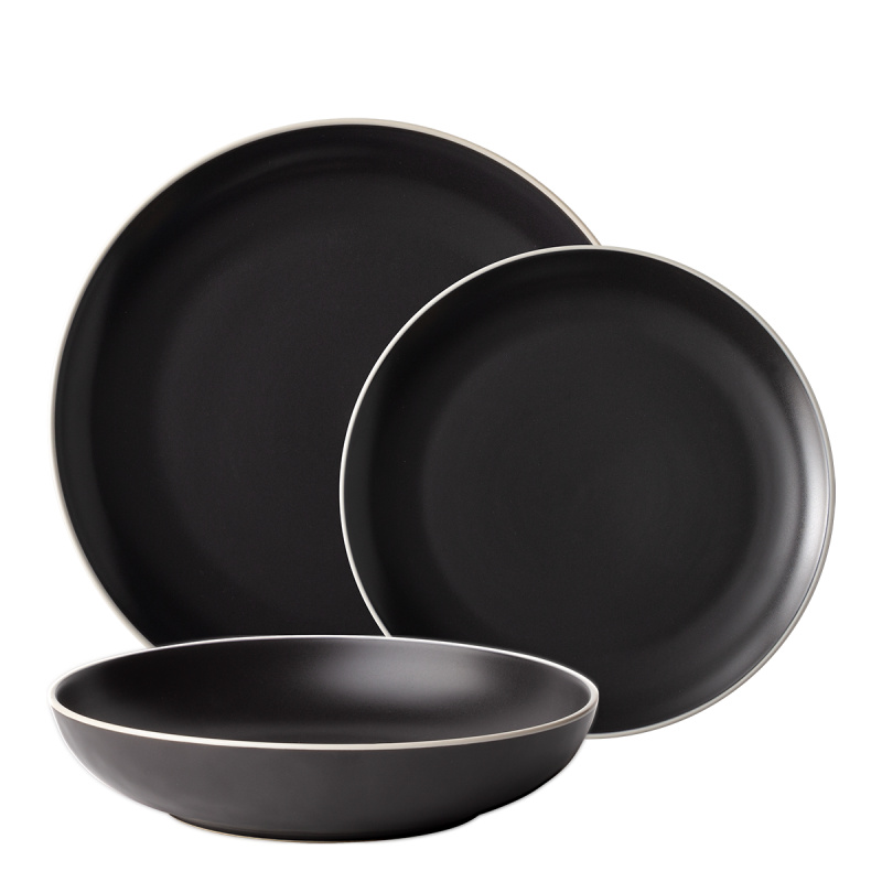 Zestaw talerzy 18 el. | Elements Yin & Yang black