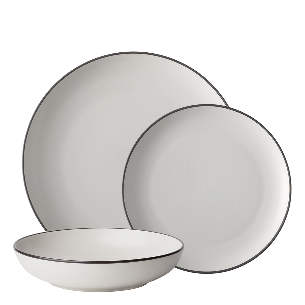 Zestaw talerzy 18 el. | Elements Yin & Yang white