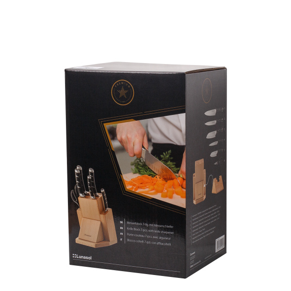 Zestaw noży w bloku z ostrzałką 7 el. - Flow Kitchen