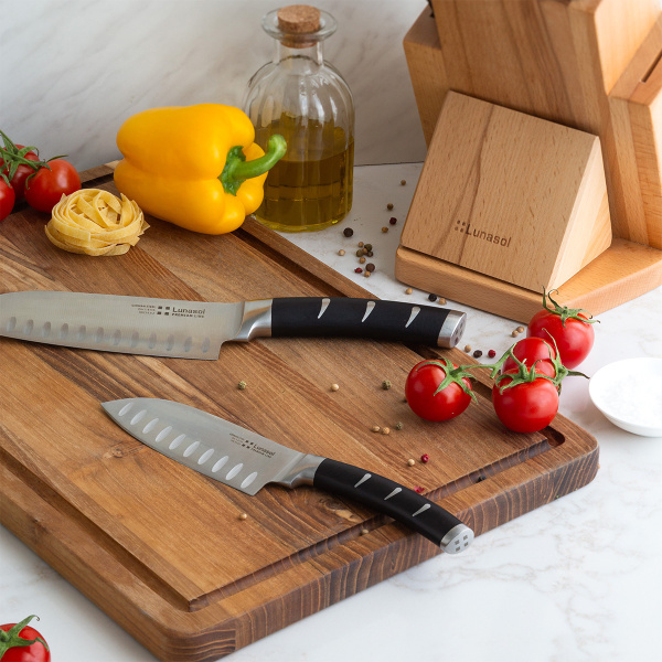 Zestaw noży w bloku z ostrzałką 7 el. - Flow Kitchen
