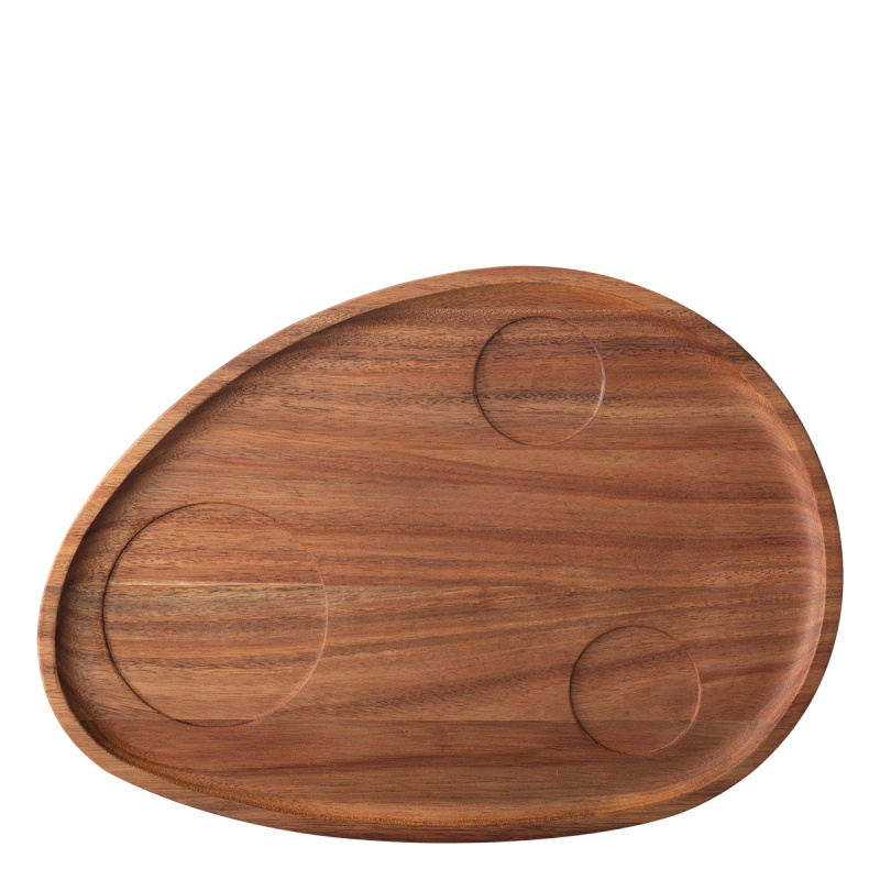 Taca Triangle Akacja 35 x 25 cm z wgłębieniem - FLOW Wooden