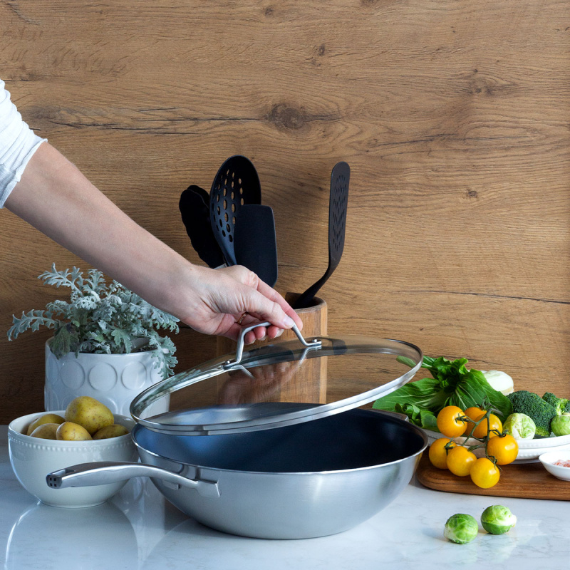 Wok ze szklaną pokrywką ø 30 cm | Sirius Terra