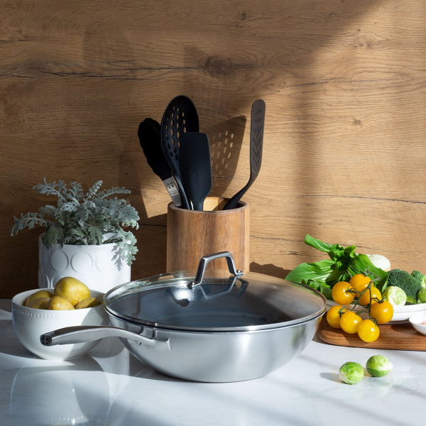 Wok ze szklaną pokrywką ø 30 cm | Sirius Terra