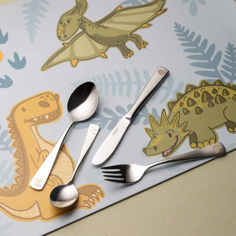 Zestaw sztućców dziecięcych Dino 4 szt. — KIDS WORLD poliert