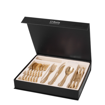 Zestaw sztućców 16 szt. – Living PVD Champagne - Laser Love