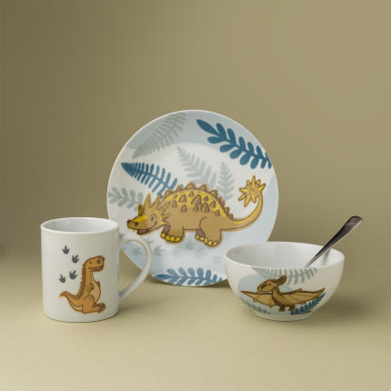 Dziecięcy zestaw porcelanowy Dino 3 szt. – KIDS WORLD