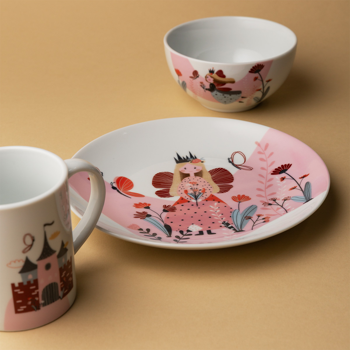 Dziecięcy zestaw porcelanowy Princess 3 szt. – KIDS WORLD
