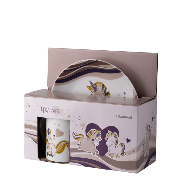 Dziecięcy zestaw porcelanowy Unicorn 3 szt. – KIDS WORLD