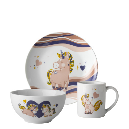 Dziecięcy zestaw porcelanowy Unicorn 3 szt. – KIDS WORLD