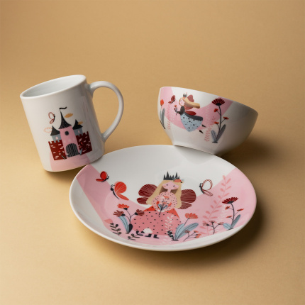 Dziecięcy zestaw porcelanowy Princess 3 szt. – KIDS WORLD