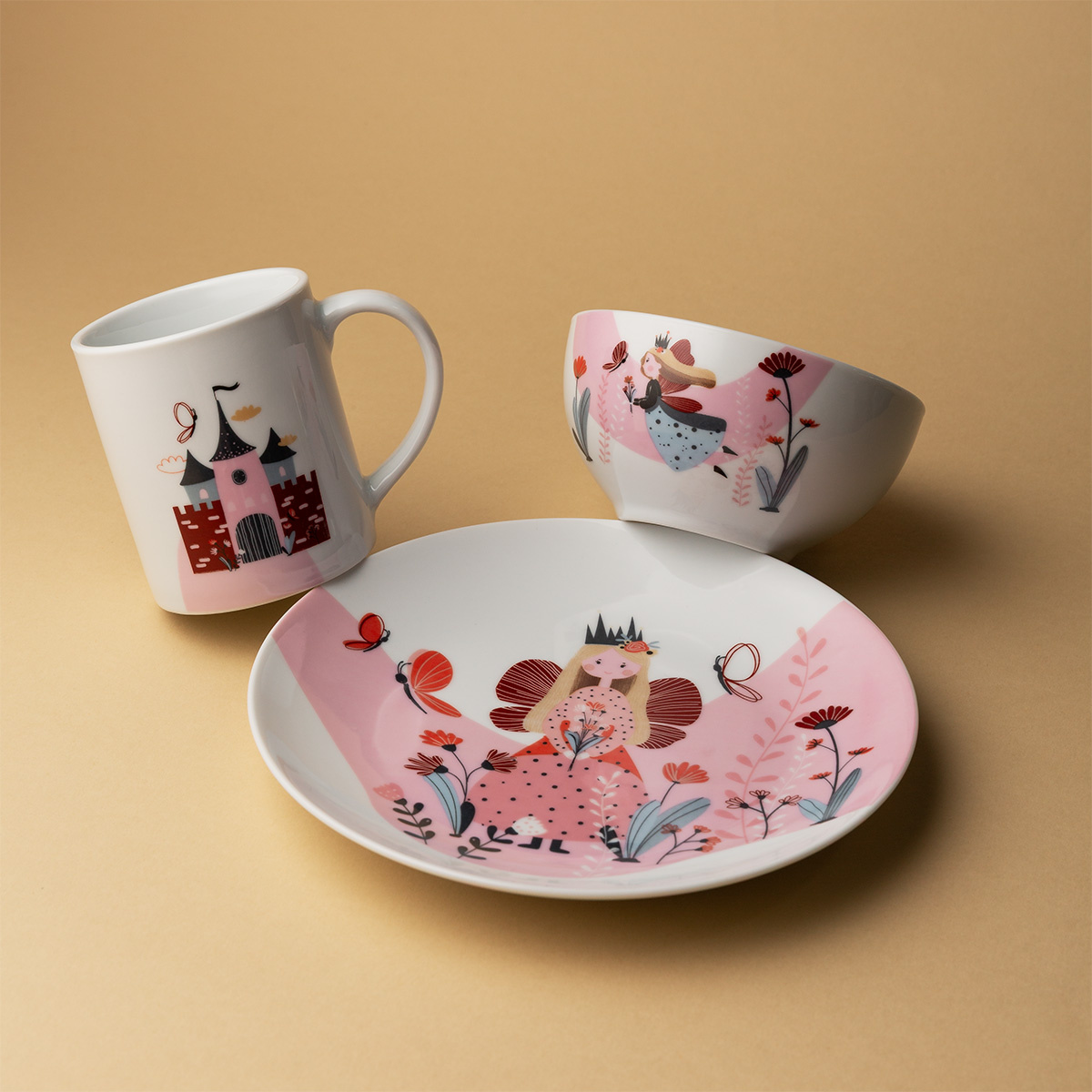 Dziecięcy zestaw porcelanowy Princess 3 szt. – KIDS WORLD