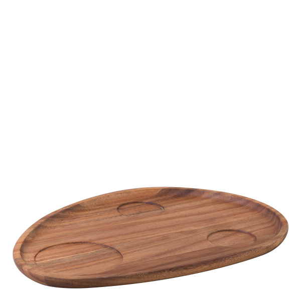 Taca Triangle Akacja 35 x 25 cm z wgłębieniem - FLOW Wooden