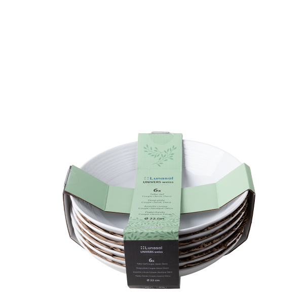 Talerz głęboki Coupe classic Deco 22 cm zestaw 6 szt. – UNIVERS biały