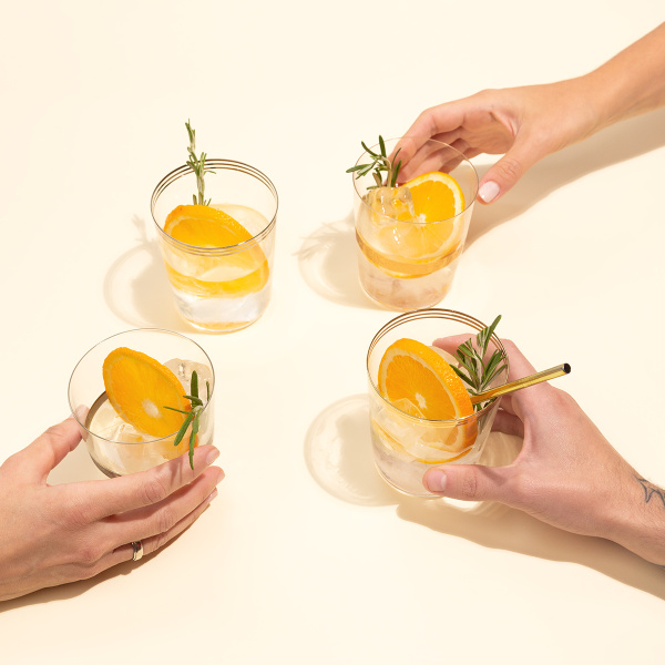 Szklanki Tumbler z trzema paskami w kolorze platynowym 440 ml zestaw 6 szt. - 21st Century Glas