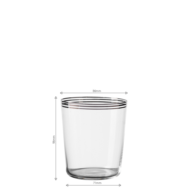 Szklanki Tumbler z trzema paskami w kolorze platynowym 440 ml zestaw 6 szt. - 21st Century Glas