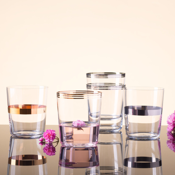 Szklanka Tumbler z trzema paskami w kolorze platyny 440 ml - 21st Century Glas