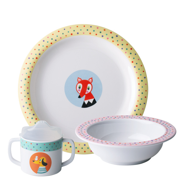 Dziecięcy zestaw melaminowy 3 el. – Kids WORLD Animals