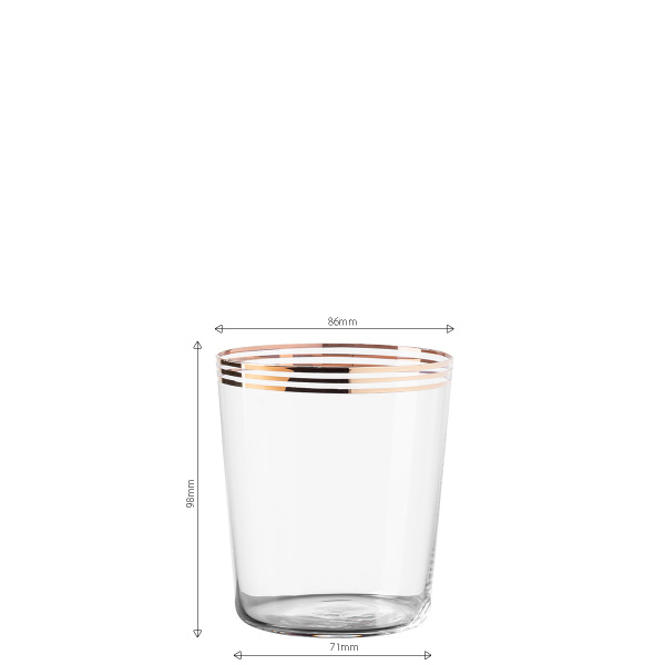 Szklanki Tumbler z trzema paskami w kolorze złotym 440 ml zestaw 6 szt. - 21st Century Glas