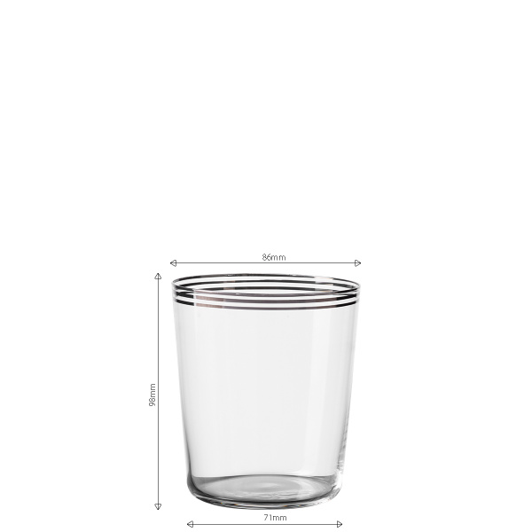 Szklanka Tumbler z trzema paskami w kolorze platyny 440 ml - 21st Century Glas